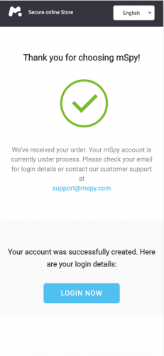 mSpy Payment Successful