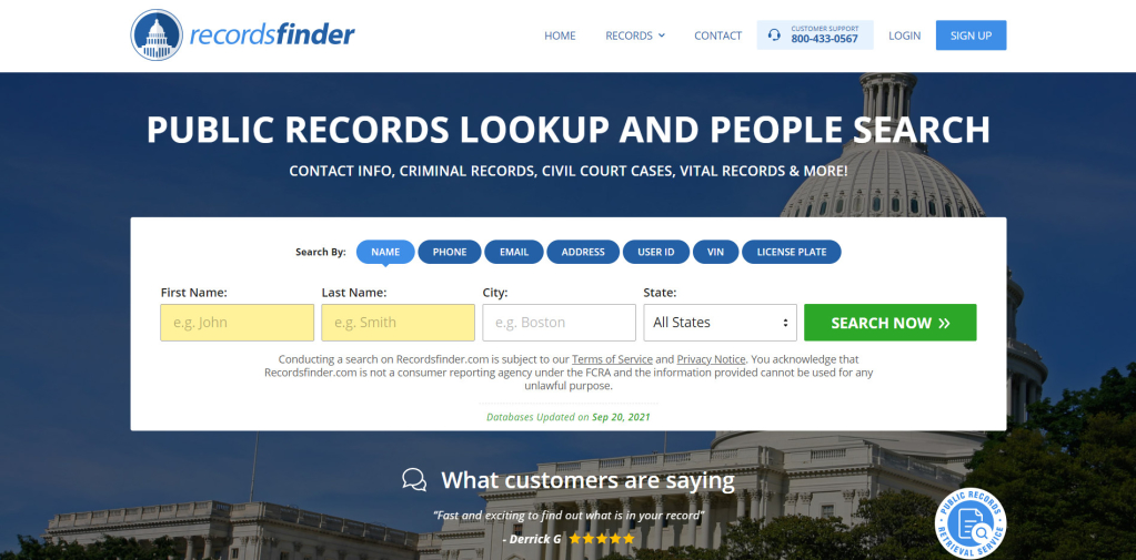 RecordsFinder phone number lookup